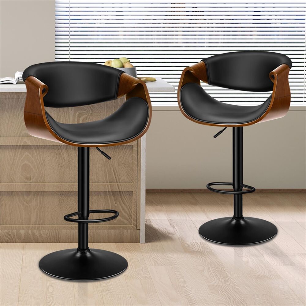 2x ALFORDSON Bar Stool Swivel Chair Black