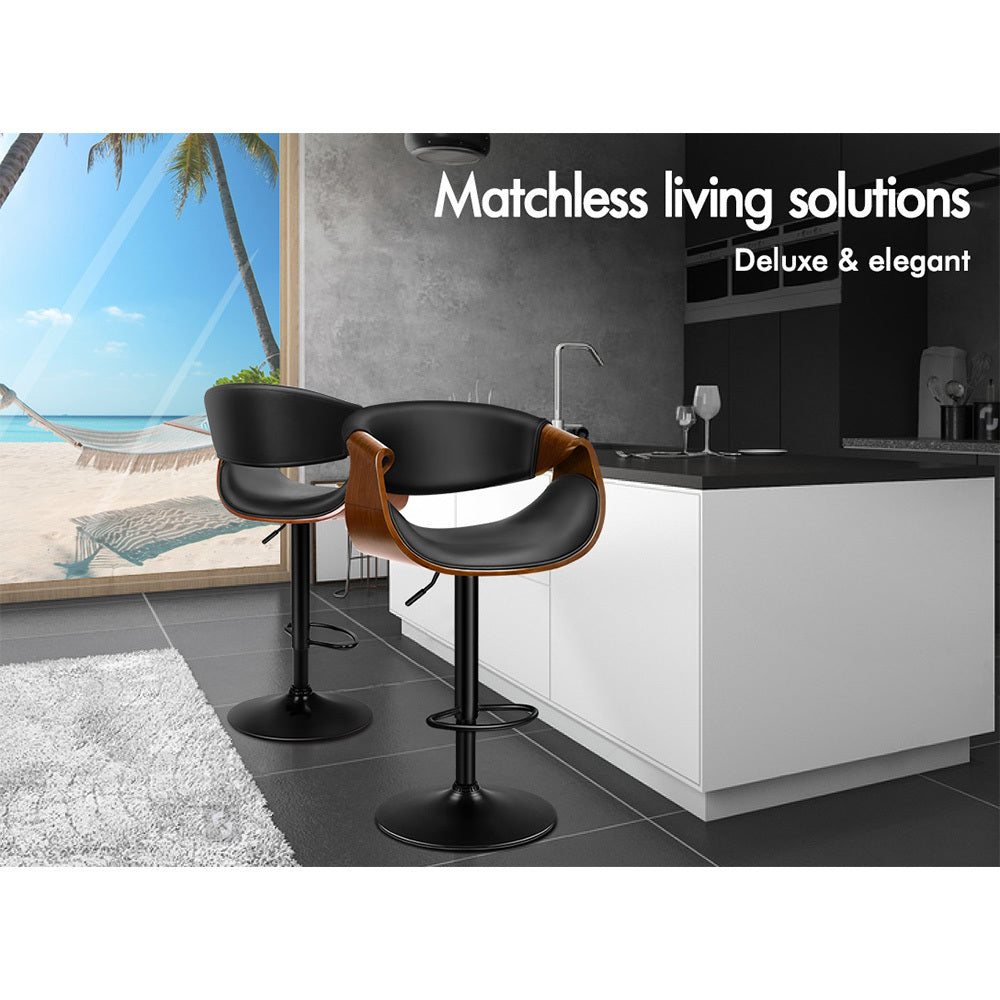 2x ALFORDSON Bar Stool Swivel Chair Black