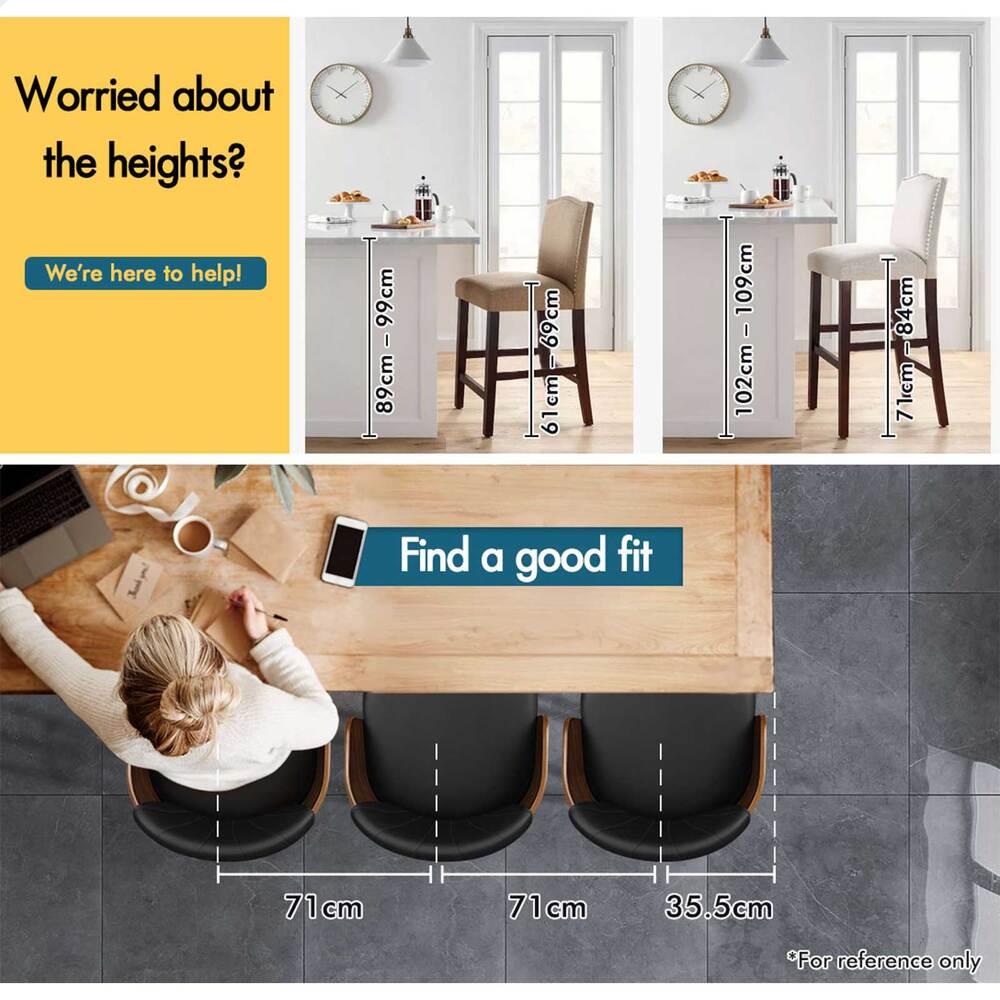 2x ALFORDSON Bar Stools Kitchen Stool Black