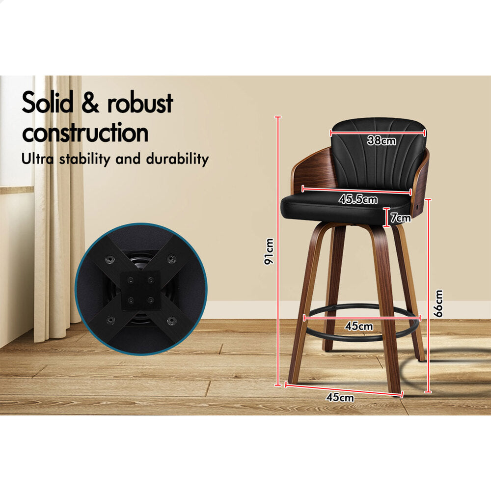 2x ALFORDSON Bar Stools Kitchen Stool Black