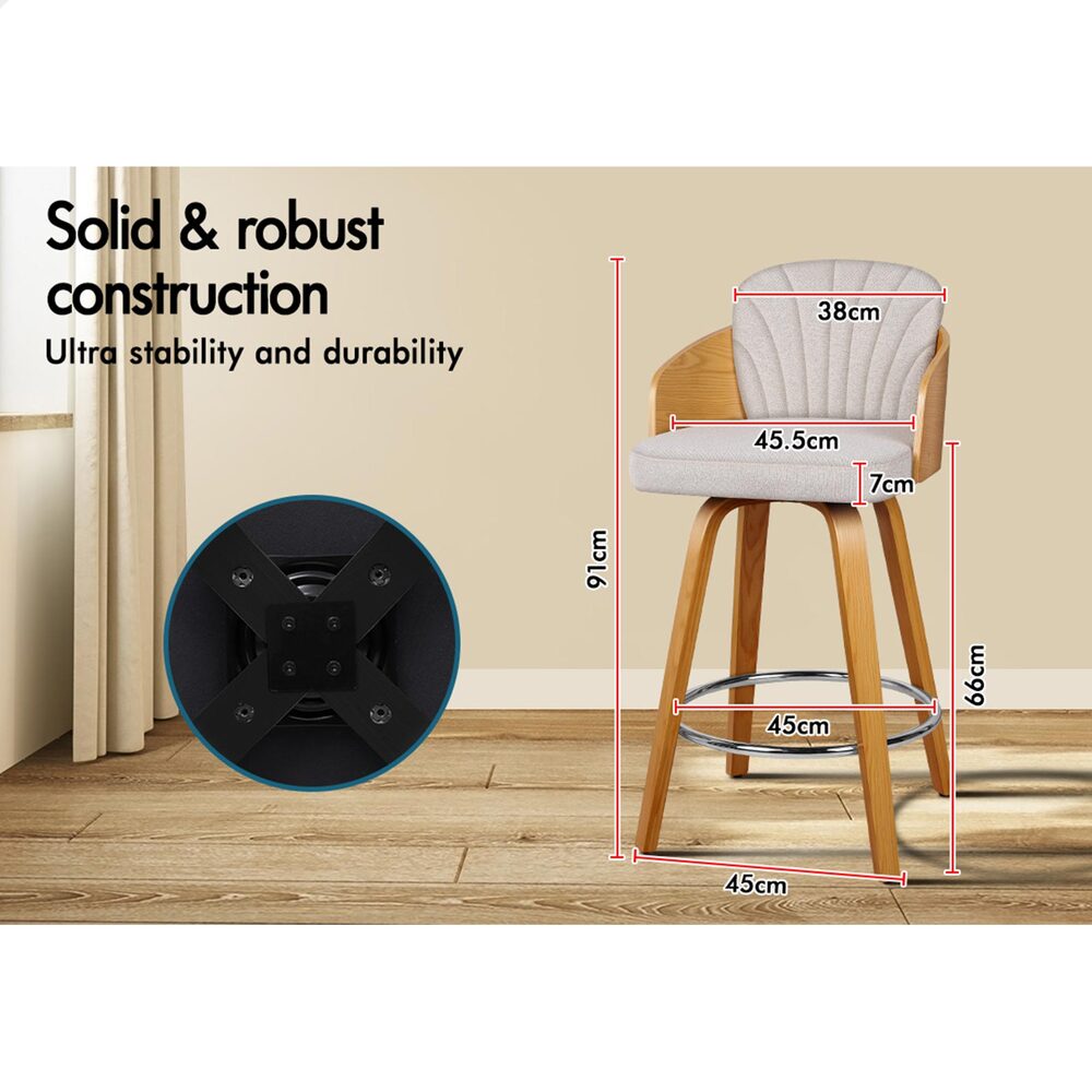 2x ALFORDSON Bar Stools Kitchen Stool Grey