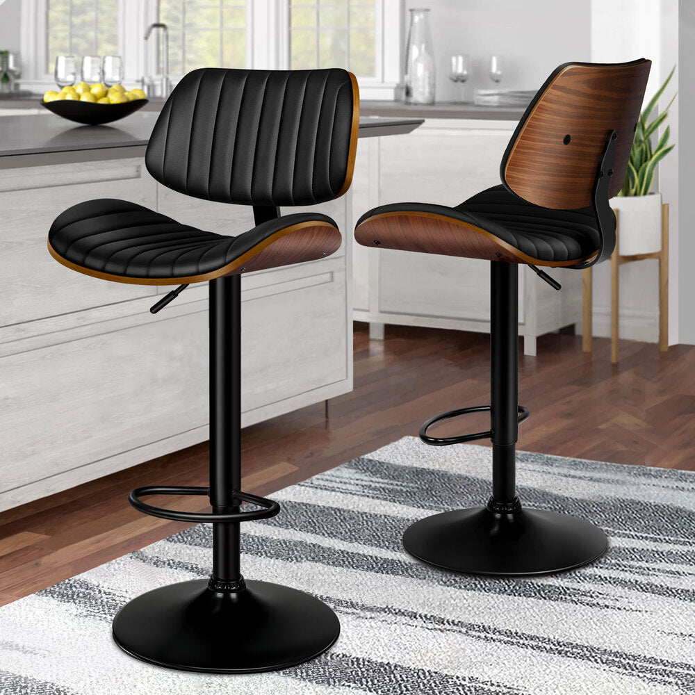 2x ALFORDSON Bar Stools Upholstered Backrest Black