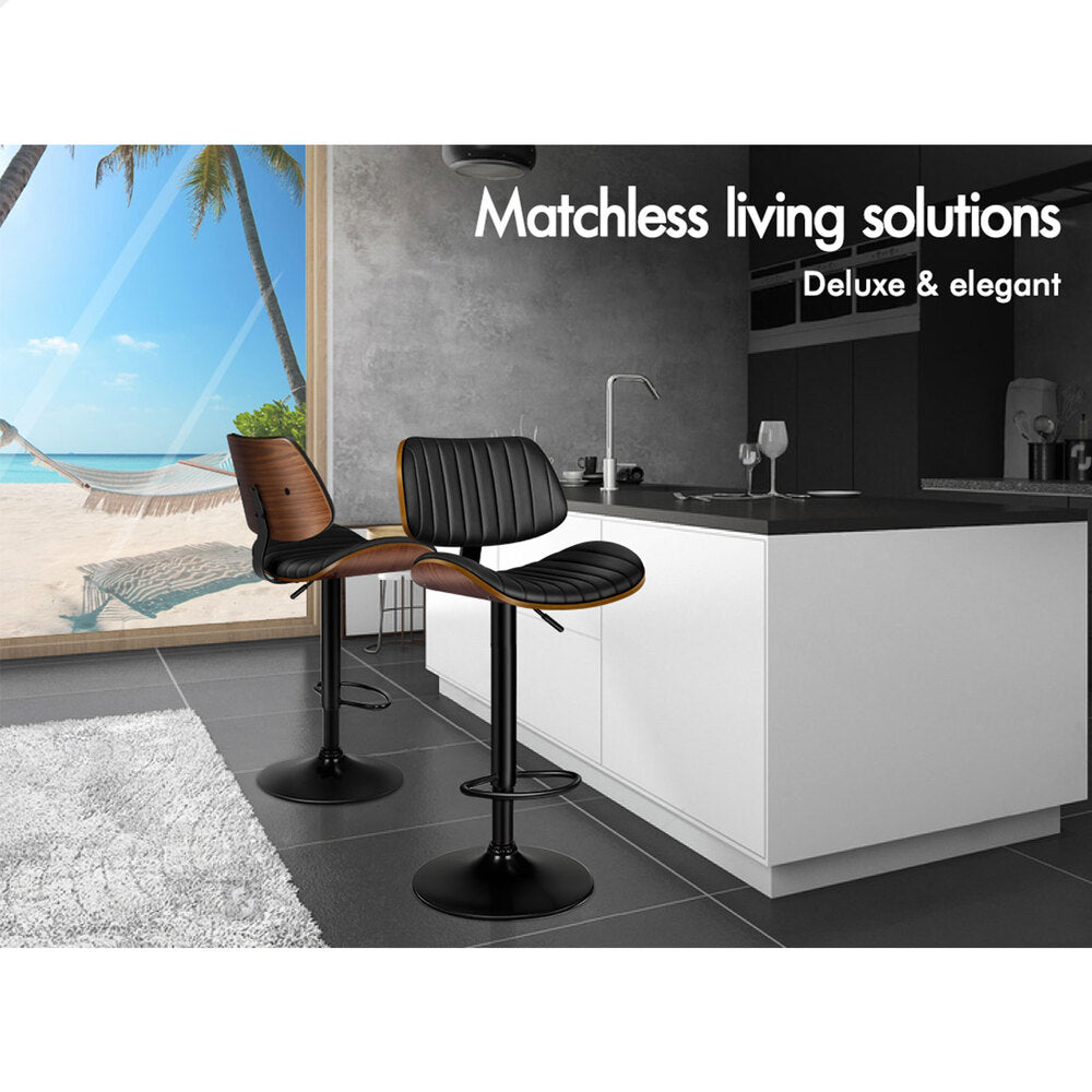 2x ALFORDSON Bar Stools Upholstered Backrest Black