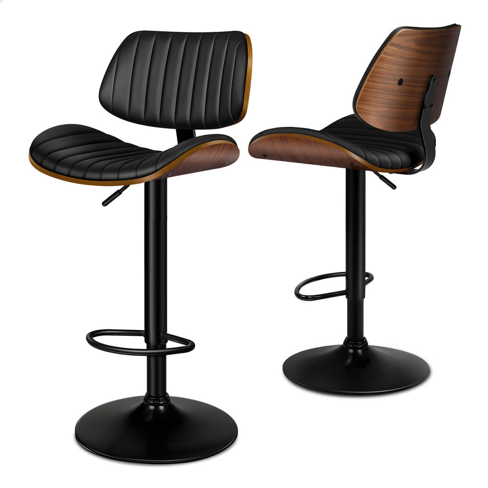 2x ALFORDSON Bar Stools Upholstered Backrest Black
