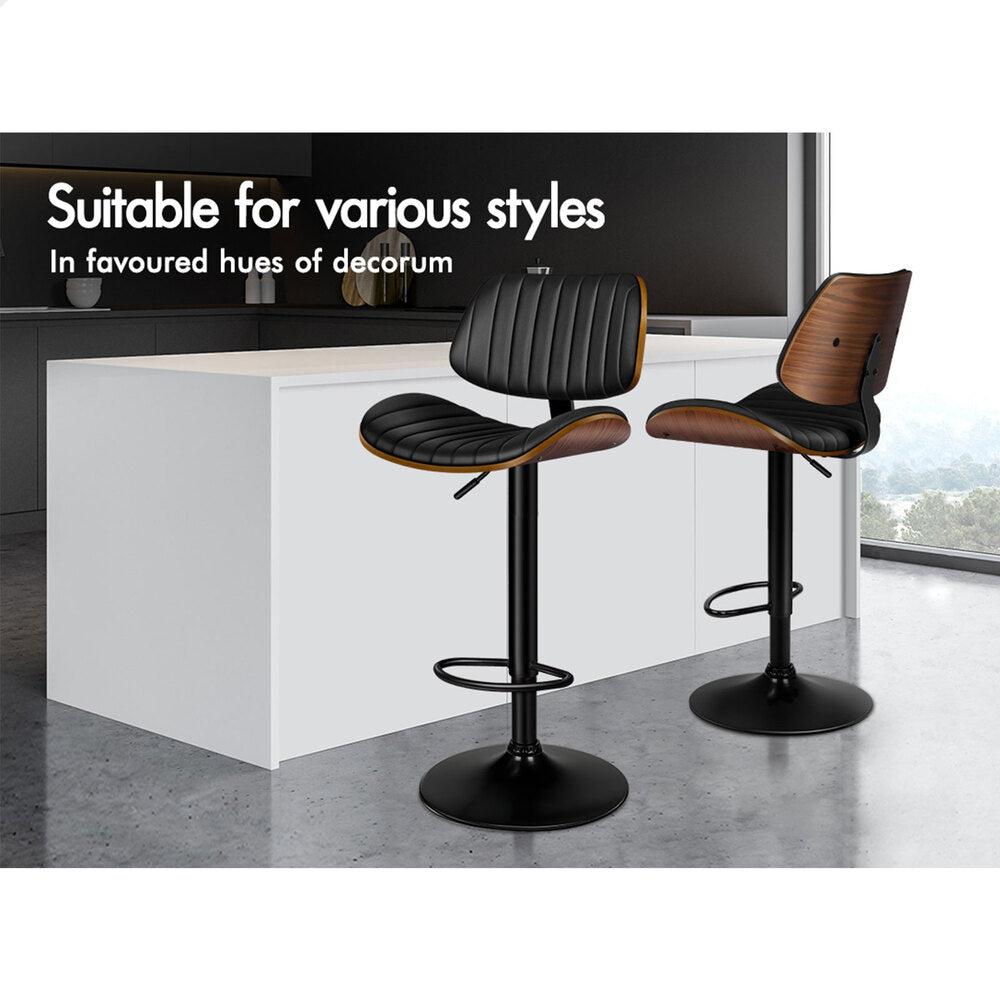 4x ALFORDSON Bar Stools Upholstered Backrest Black