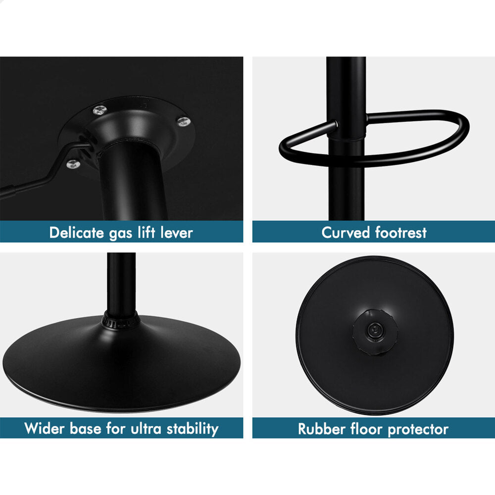 4x ALFORDSON Bar Stools Upholstered Backrest Black