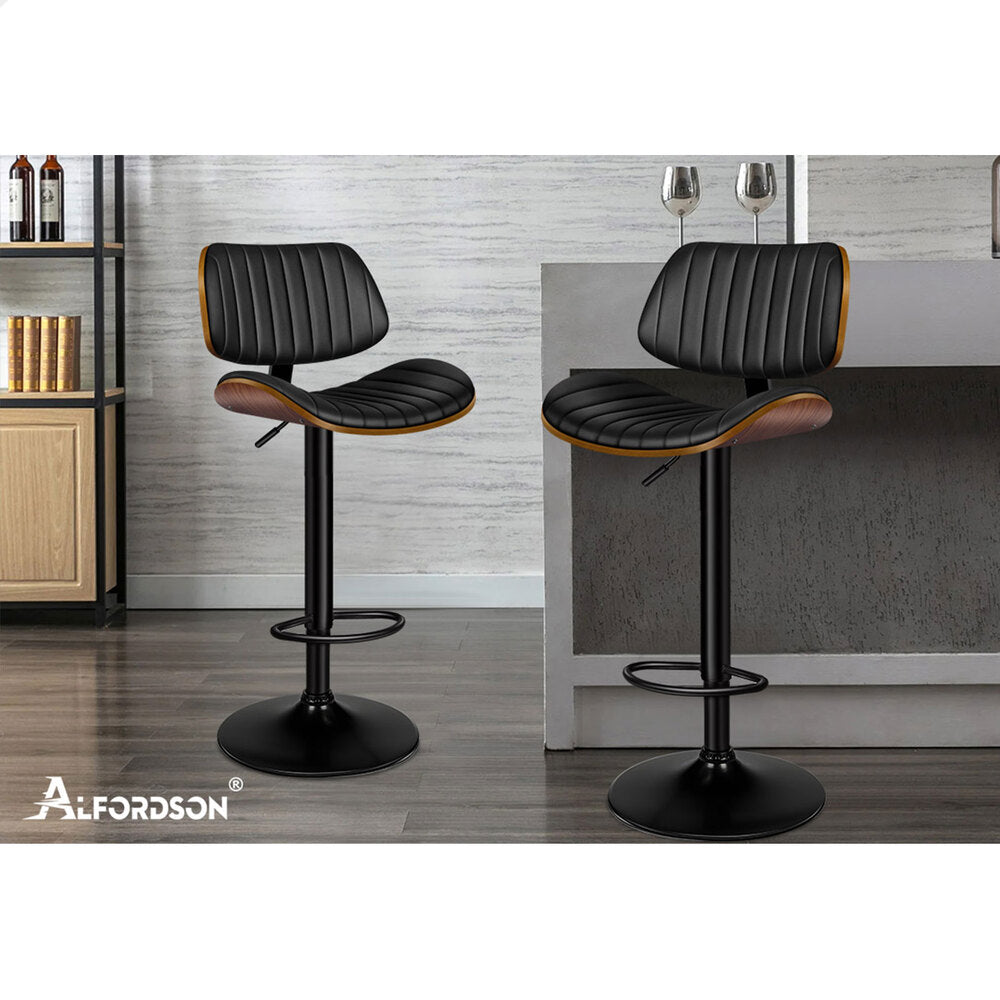4x ALFORDSON Bar Stools Upholstered Backrest Black