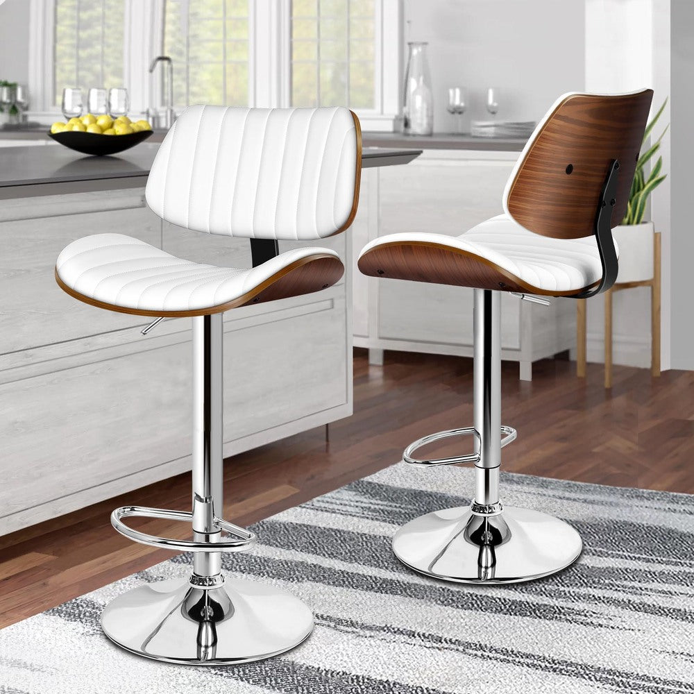 2x ALFORDSON Bar Stools Upholstered Backrest White