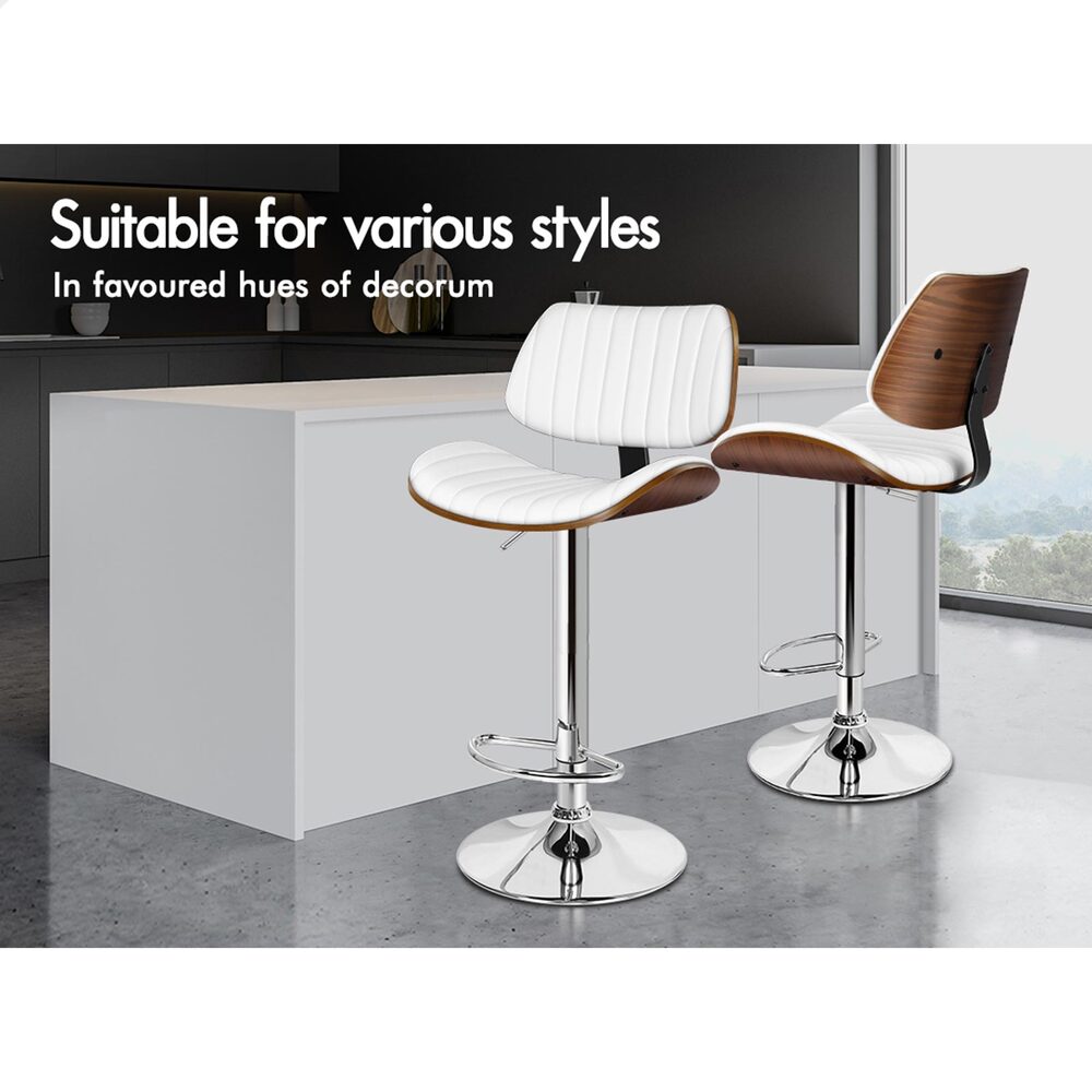 ALFORDSON Bar Stool Upholstered Backrest White