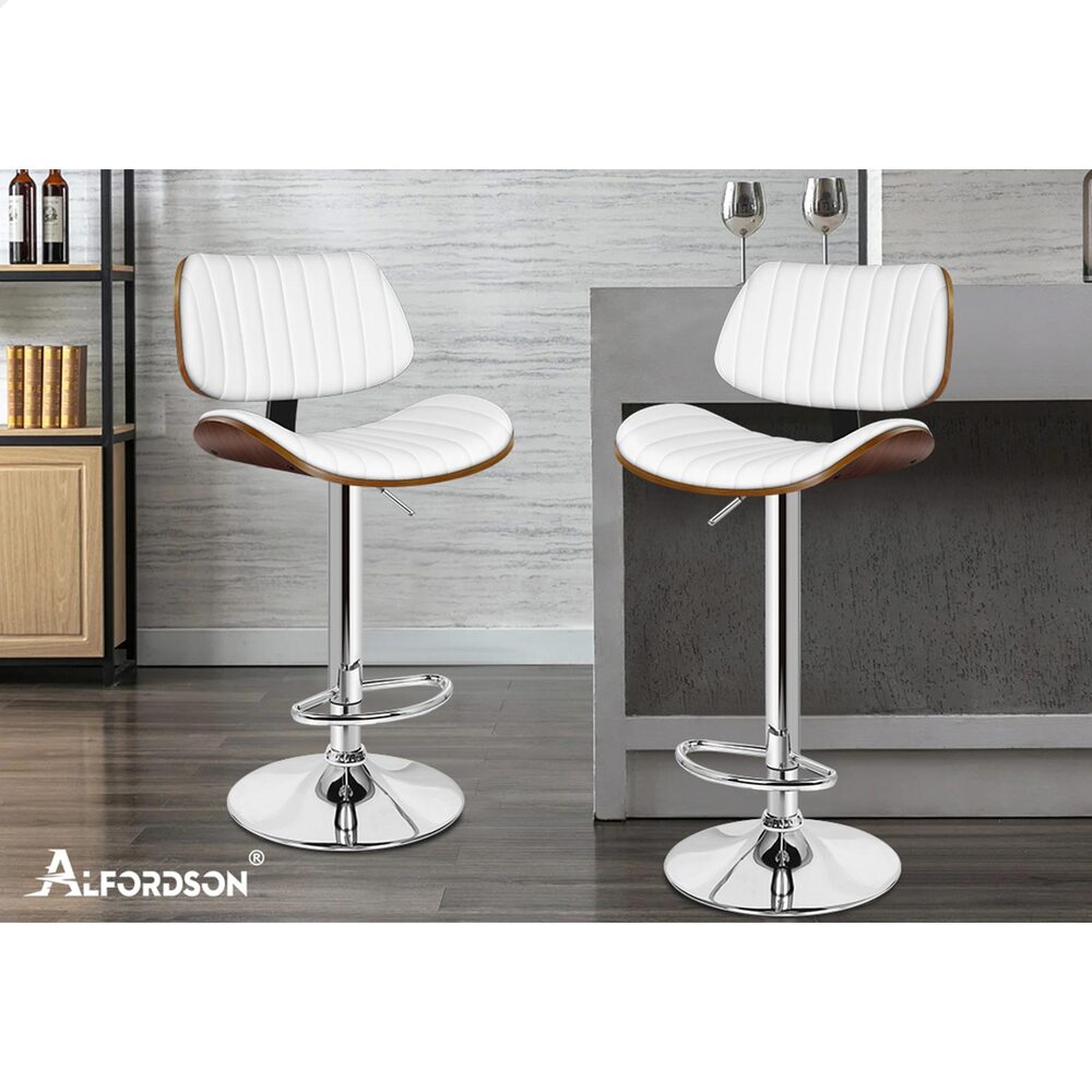 ALFORDSON Bar Stool Upholstered Backrest White