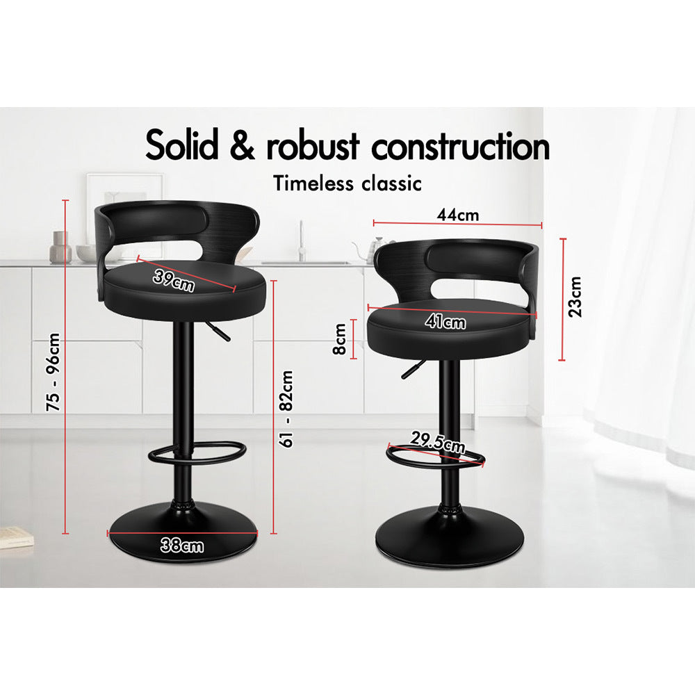 2x ALFORDSON Bar Stools Swivel Chair All Black