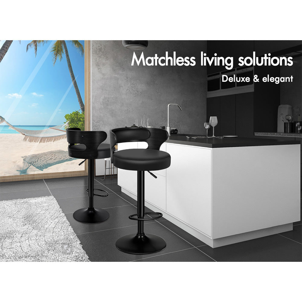 2x ALFORDSON Bar Stools Swivel Chair All Black