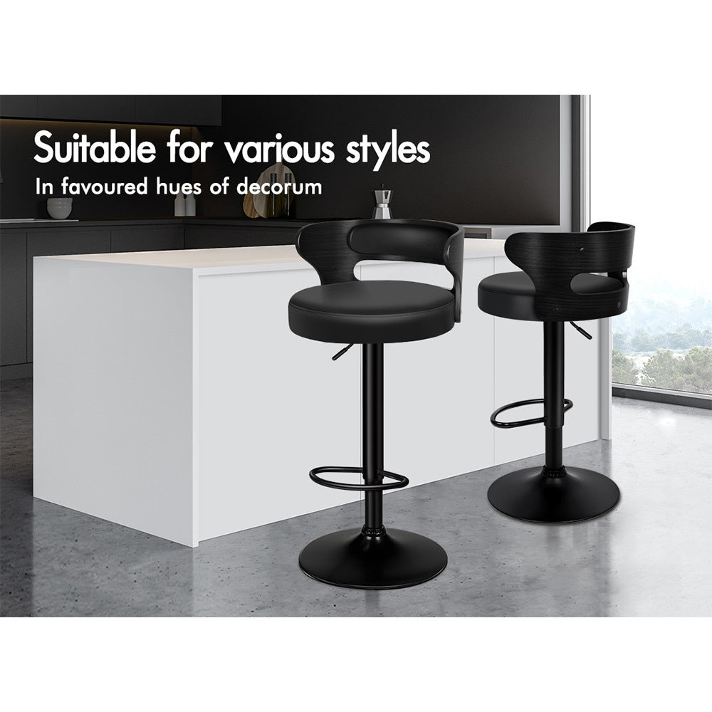 2x ALFORDSON Bar Stools Swivel Chair All Black