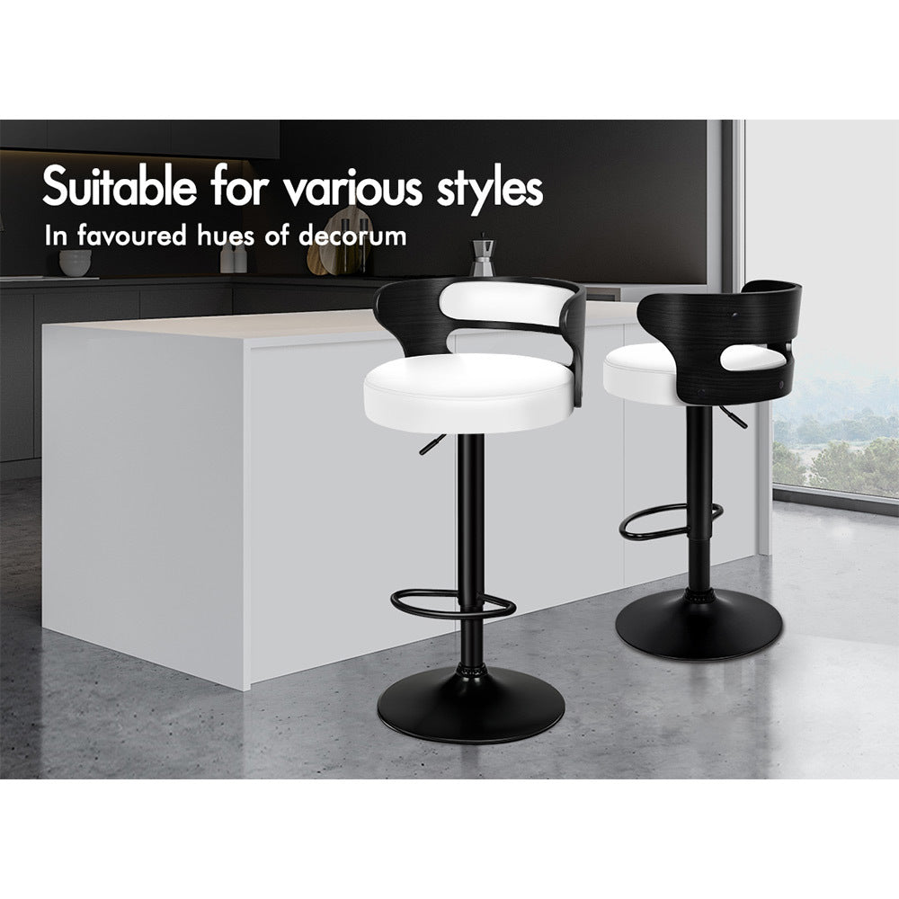 2x ALFORDSON Bar Stools Swivel Chair Black White