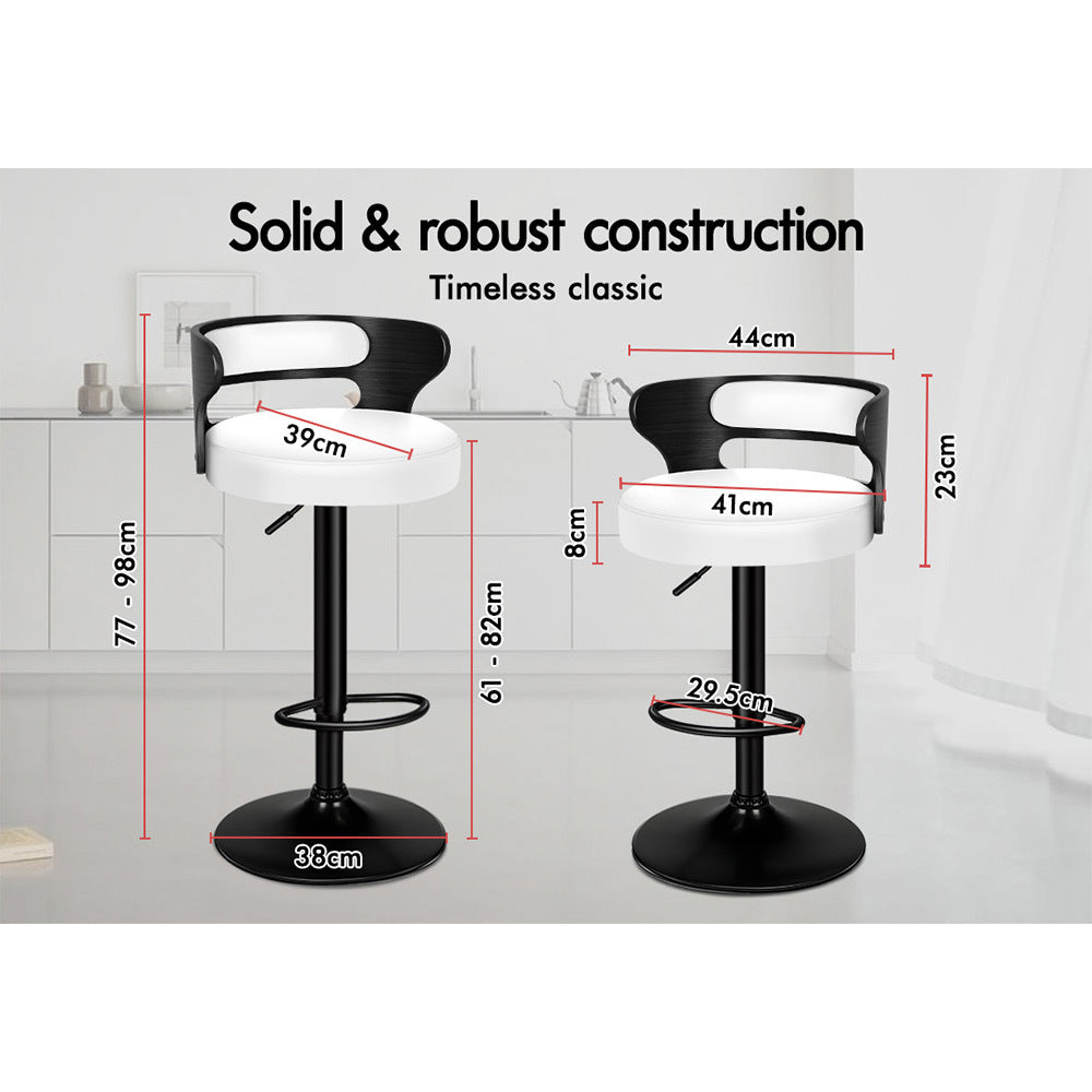 2x ALFORDSON Bar Stools Swivel Chair Black White