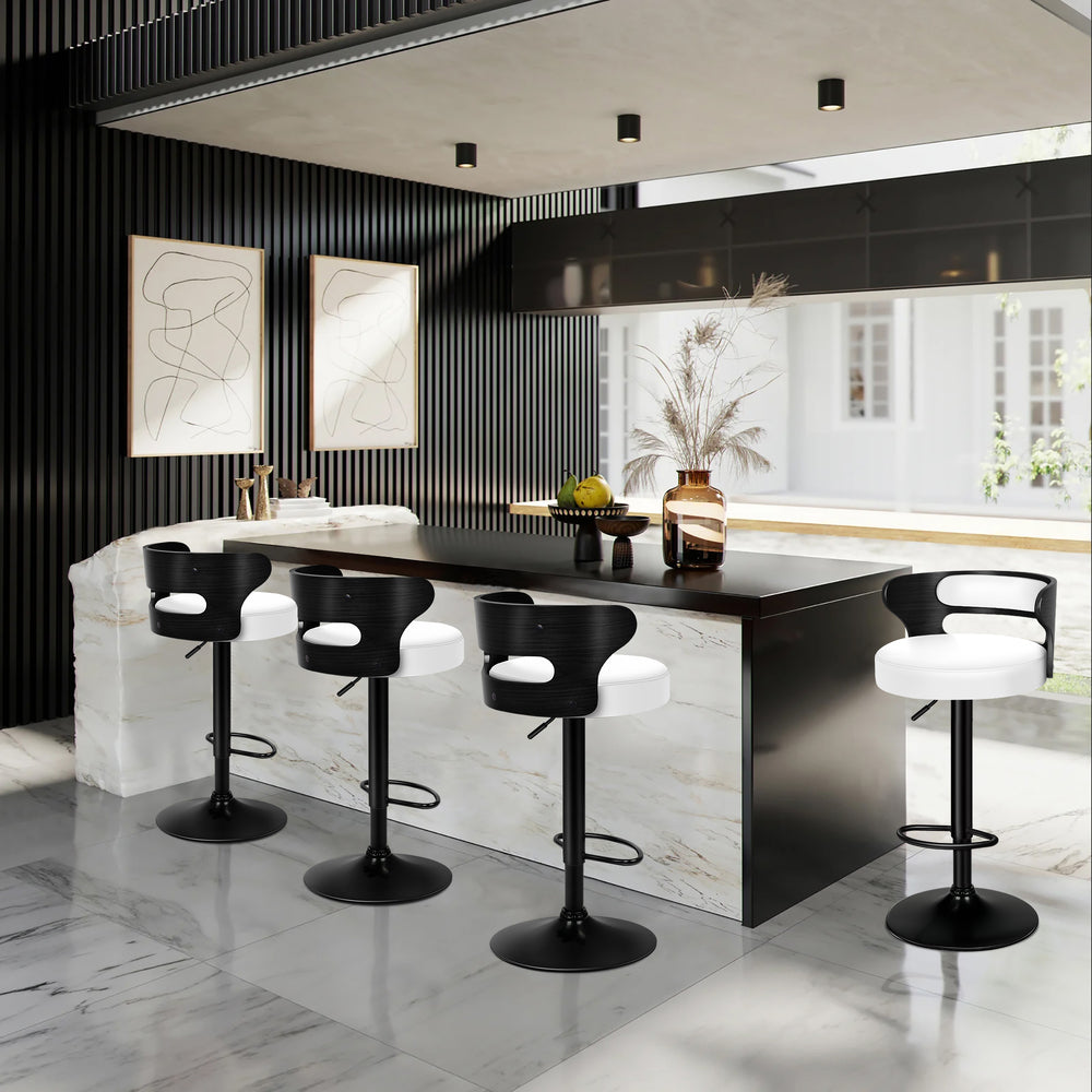 2x ALFORDSON Bar Stools Swivel Chair Black White