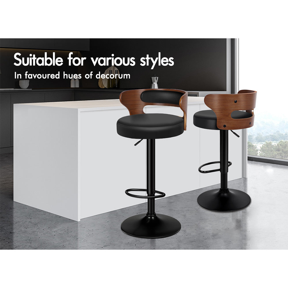 2x ALFORDSON Bar Stools Swivel Chair Black