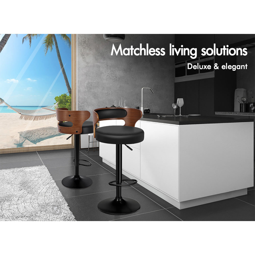 2x ALFORDSON Bar Stools Swivel Chair Black