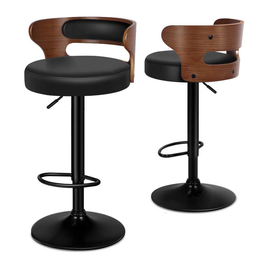 2x ALFORDSON Bar Stools Swivel Chair Black
