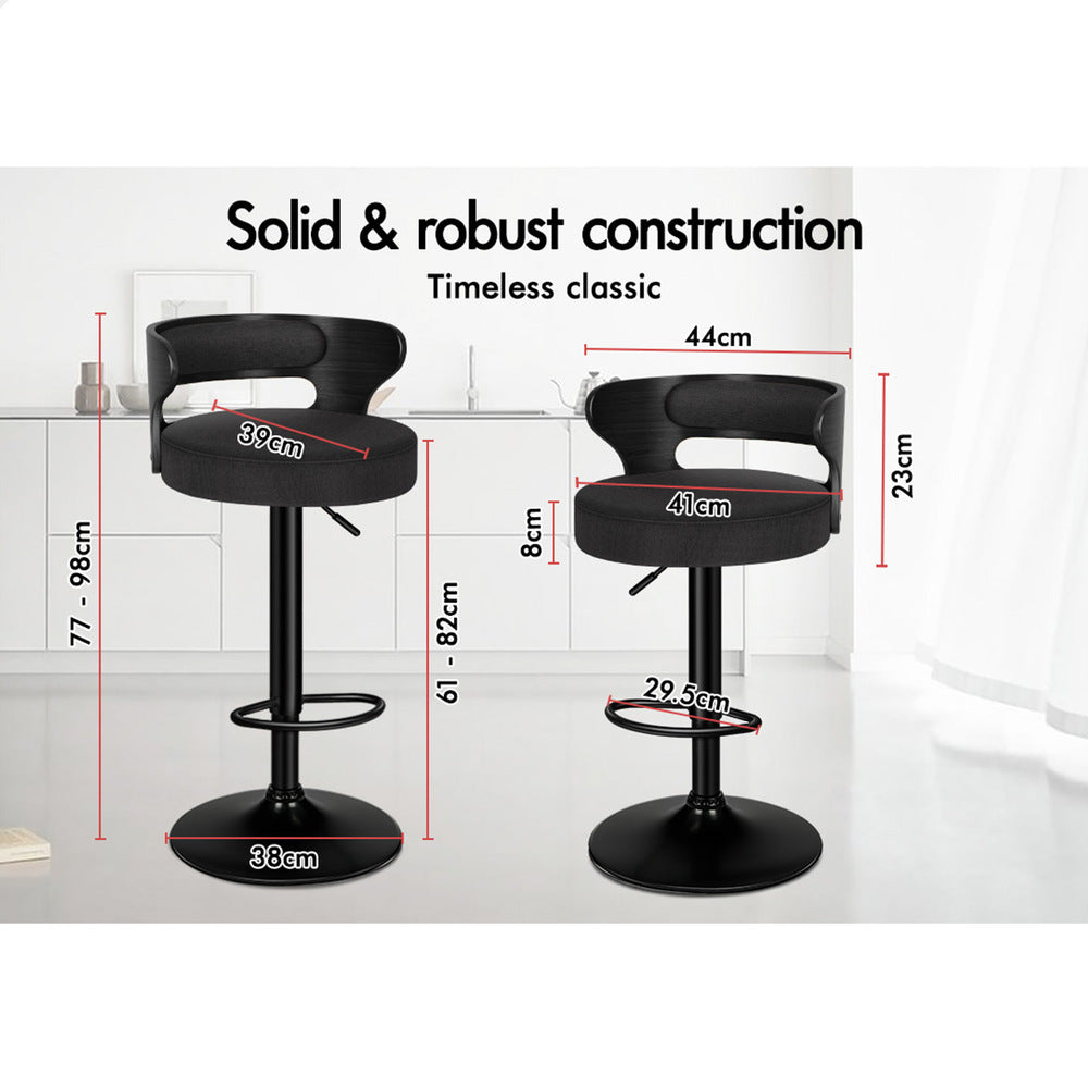 2x ALFORDSON Bar Stools Linen Fabric All Black
