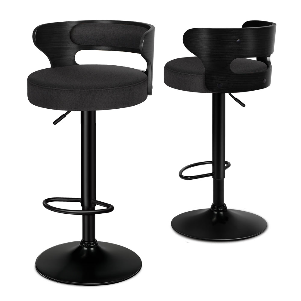 2x ALFORDSON Bar Stools Linen Fabric All Black
