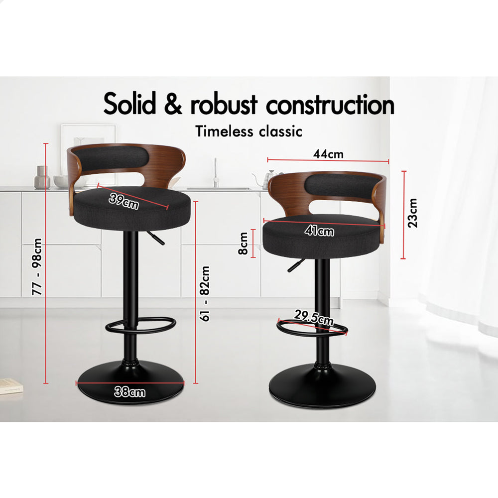 2x ALFORDSON Bar Stools Linen Fabric Black