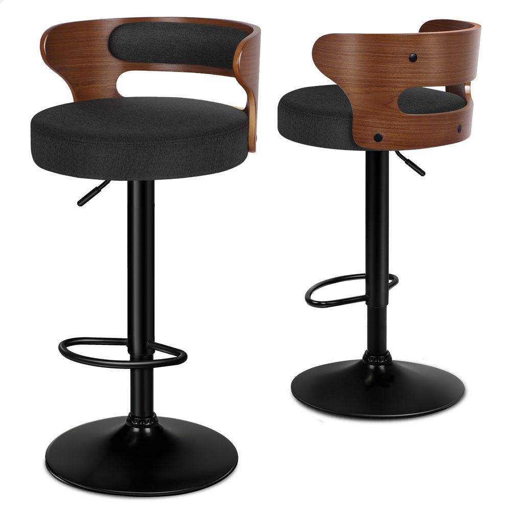 2x ALFORDSON Bar Stools Linen Fabric Black
