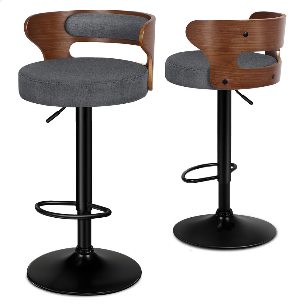 2x ALFORDSON Bar Stools Linen Fabric Grey