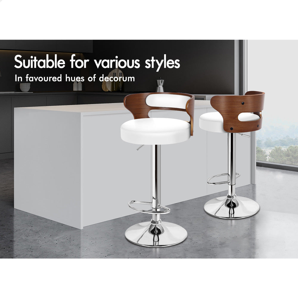 2x ALFORDSON Bar Stools Swivel Chair White