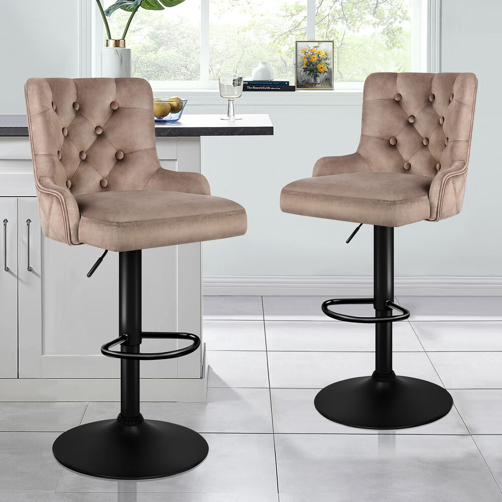2x ALFORDSON Bar Stools Silky Velvet Brown