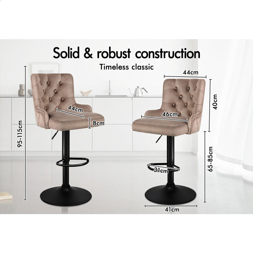 2x ALFORDSON Bar Stools Silky Velvet Brown