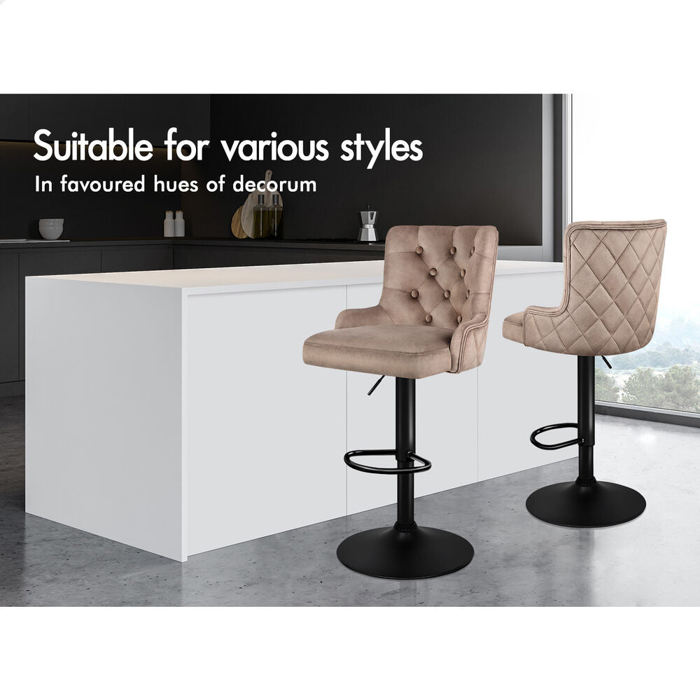 2x ALFORDSON Bar Stools Silky Velvet Brown