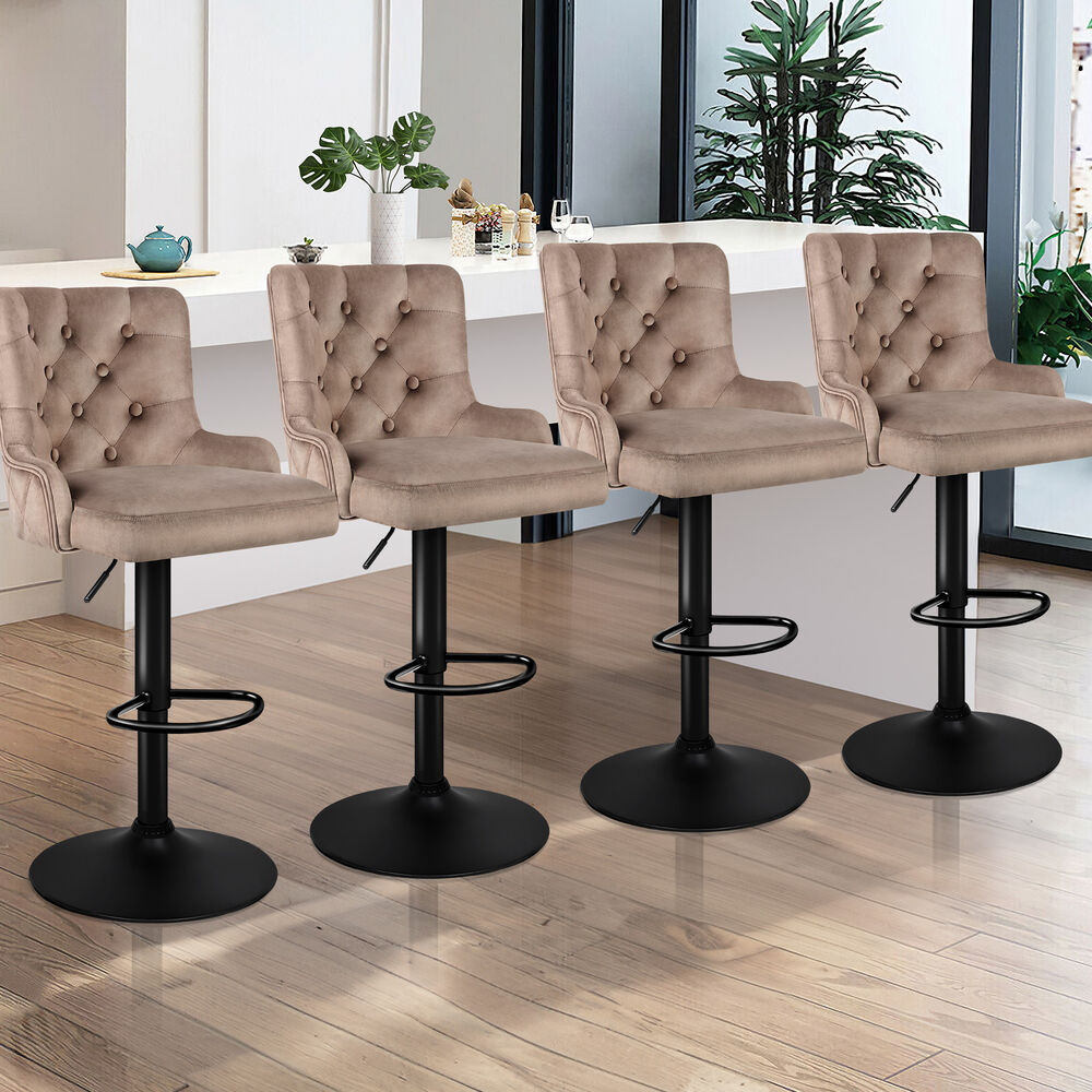 4x ALFORDSON Bar Stools Silky Velvet Brown