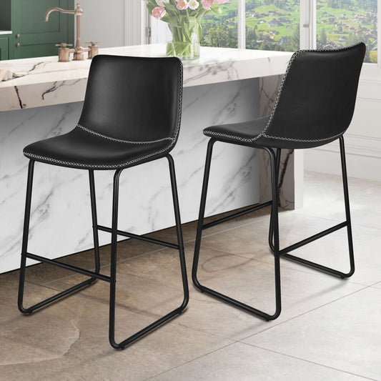ALFORDSON 2x Bar Stools 66cm Kitchen Counter Metal Vintage Dining Chairs Black