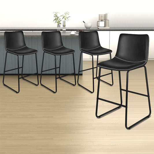 ALFORDSON 4x Bar Stools 66cm Kitchen Counter Metal Vintage Dining Chairs Black