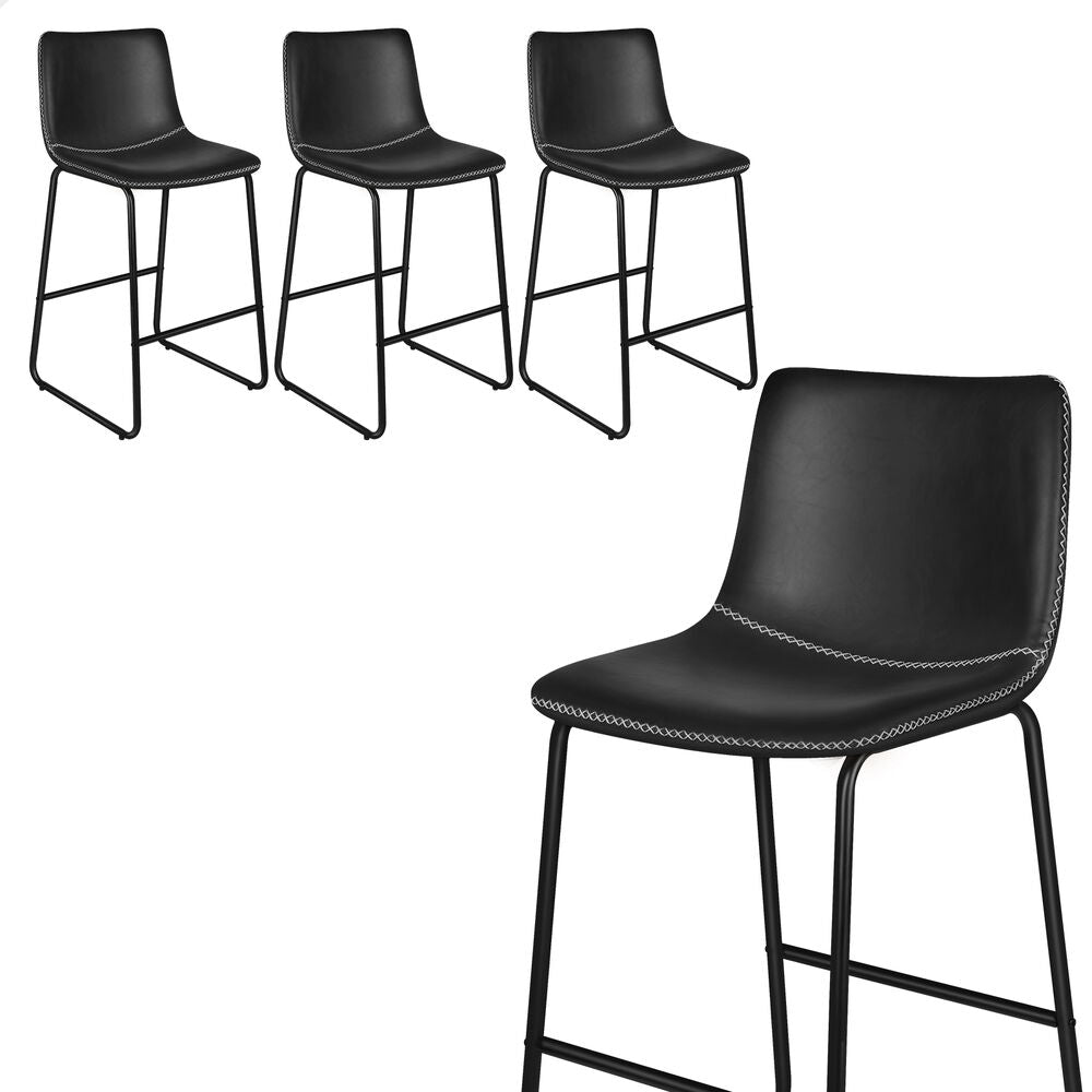 ALFORDSON 4x Bar Stools 66cm Kitchen Counter Metal Vintage Dining Chairs Black