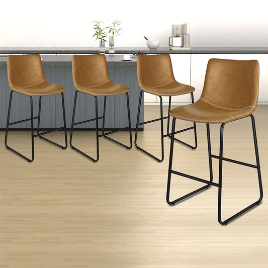ALFORDSON 4x Bar Stools 66cm Kitchen Counter Metal Vintage Dining Chairs Brown