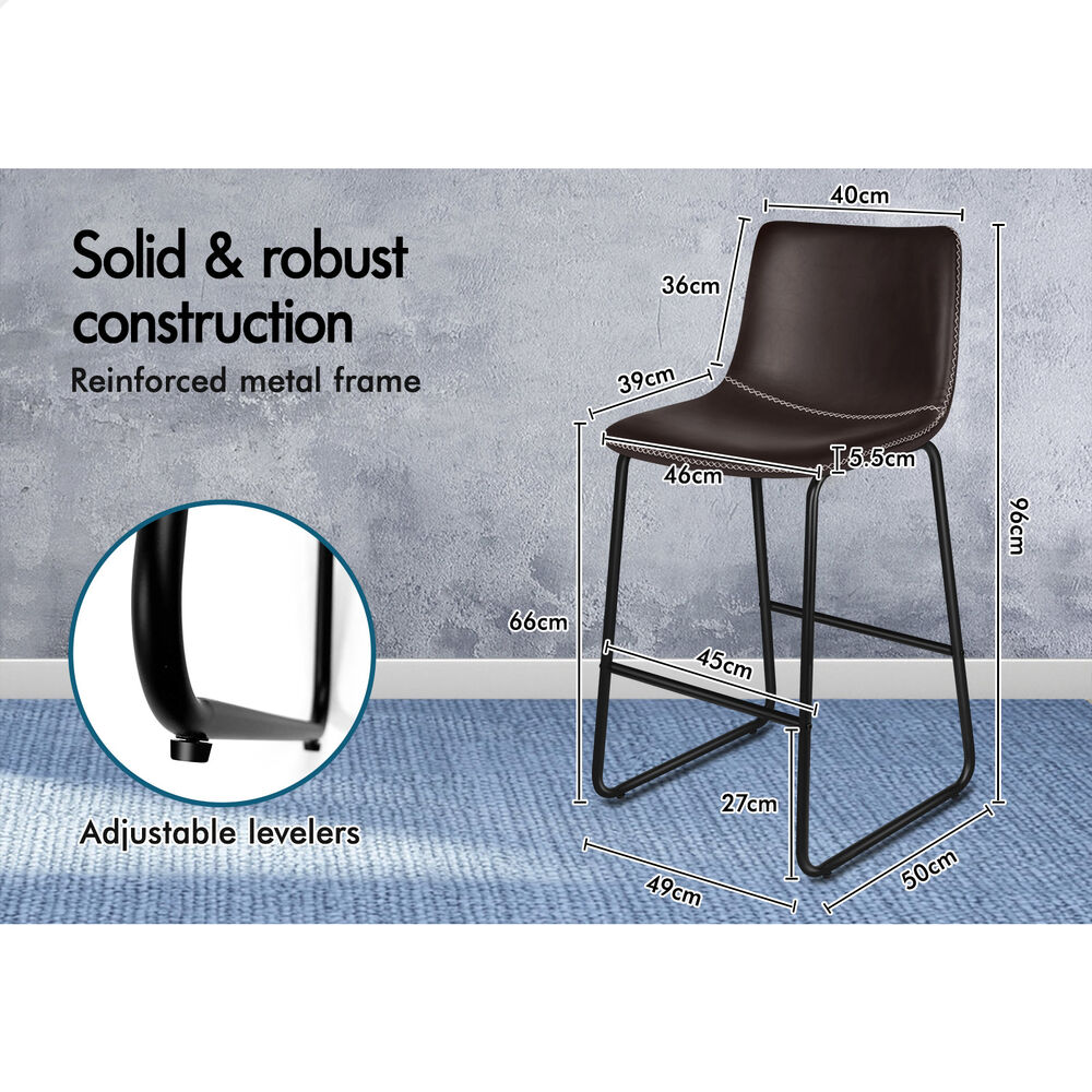 ALFORDSON 2x Bar Stools 66cm Kitchen Counter Metal Vintage Dining Chairs Coffee
