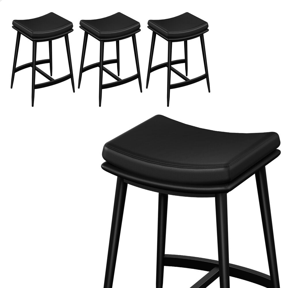 ALFORDSON 4x Bar Stools 66cm Kitchen Counter Metal Leather Dining Chairs Black