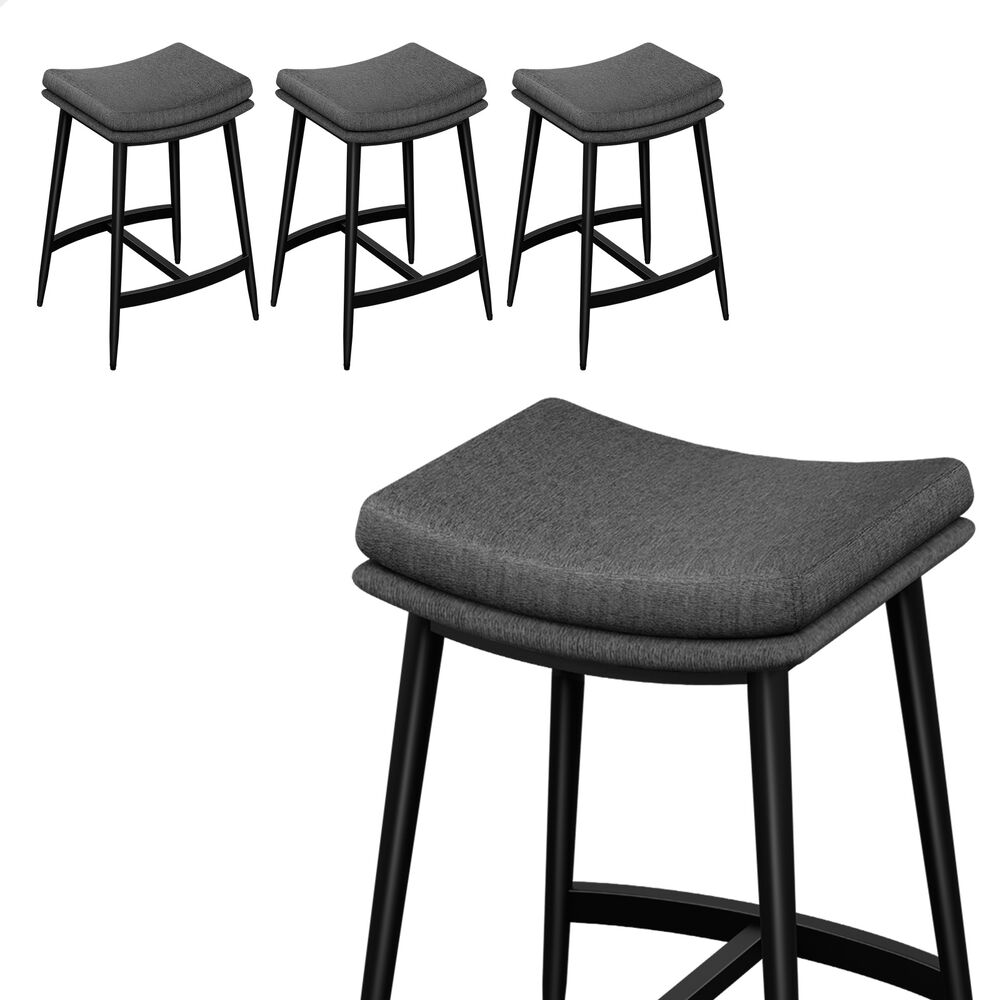 ALFORDSON 4x Bar Stools 66cm Kitchen Counter Fabric Dining Chairs Dark Grey