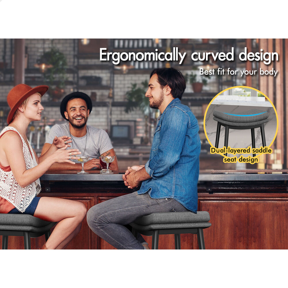 ALFORDSON 4x Bar Stools 66cm Kitchen Counter Fabric Dining Chairs Dark Grey