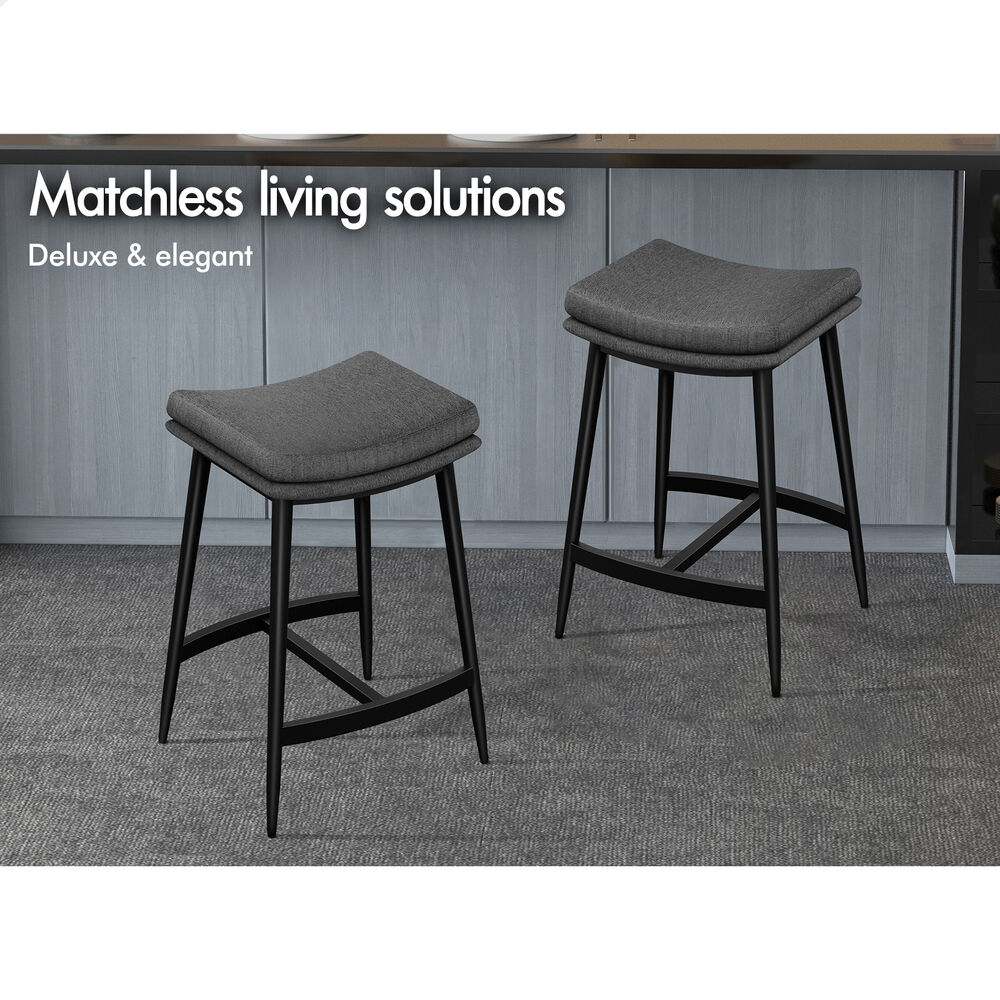 ALFORDSON 4x Bar Stools 66cm Kitchen Counter Fabric Dining Chairs Dark Grey