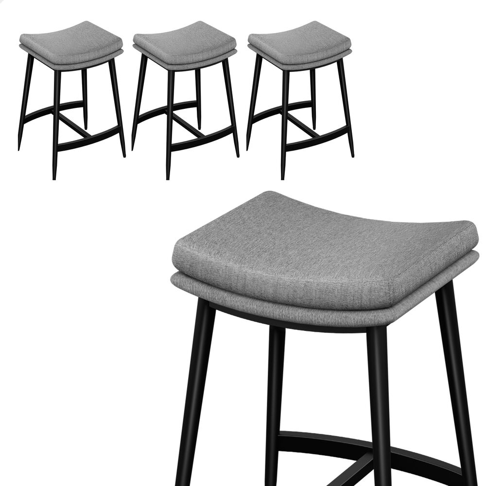 ALFORDSON 4x Bar Stools 66cm Kitchen Counter Metal Fabric Dining Chairs Grey