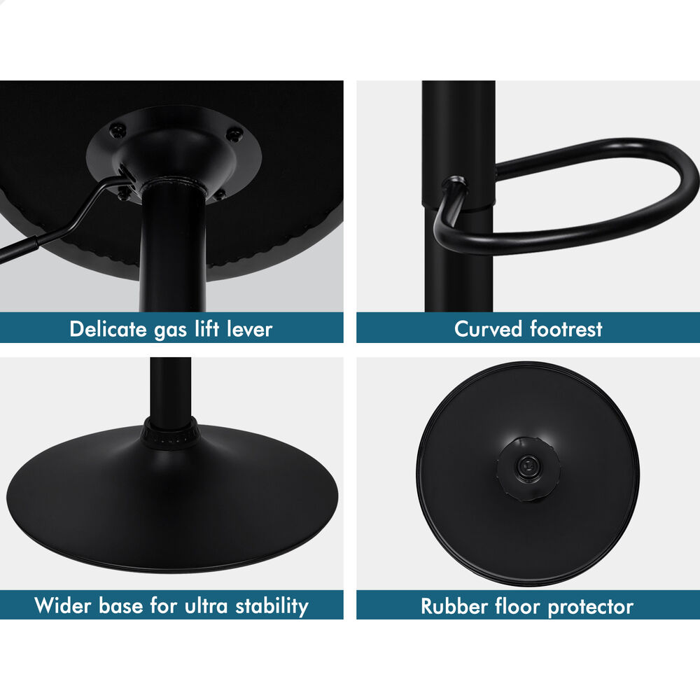 2x ALFORDSON Bar Stools Widened Backrest All Black
