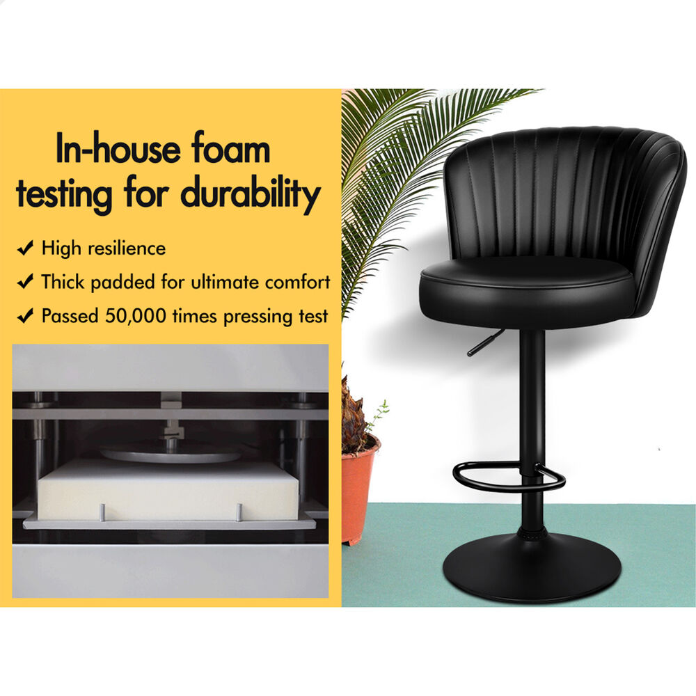 4x ALFORDSON Bar Stools Widened Backrest All Black