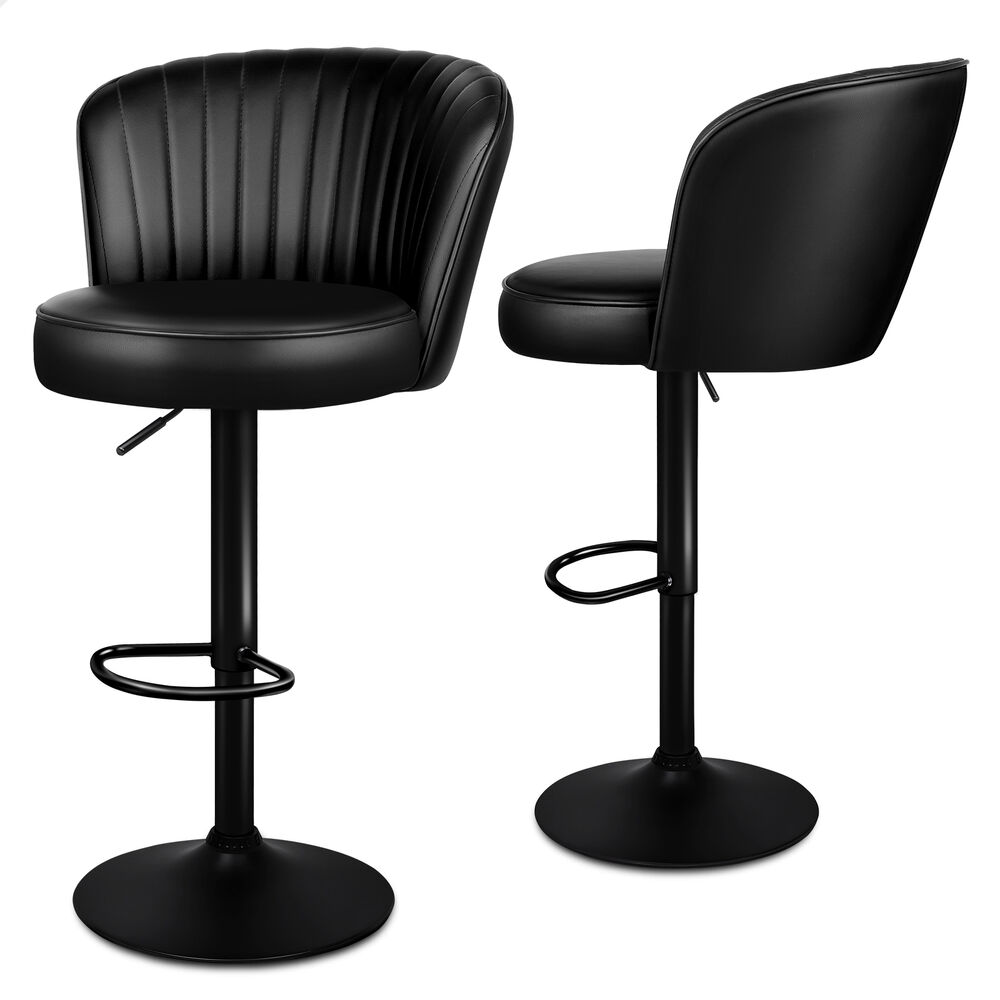 4x ALFORDSON Bar Stools Widened Backrest All Black
