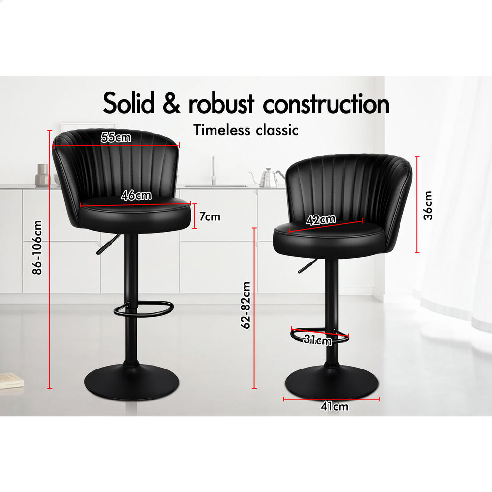 4x ALFORDSON Bar Stools Widened Backrest All Black