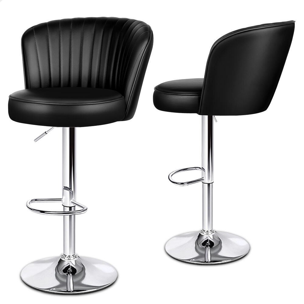 2x ALFORDSON Bar Stools Widened Backrest Black