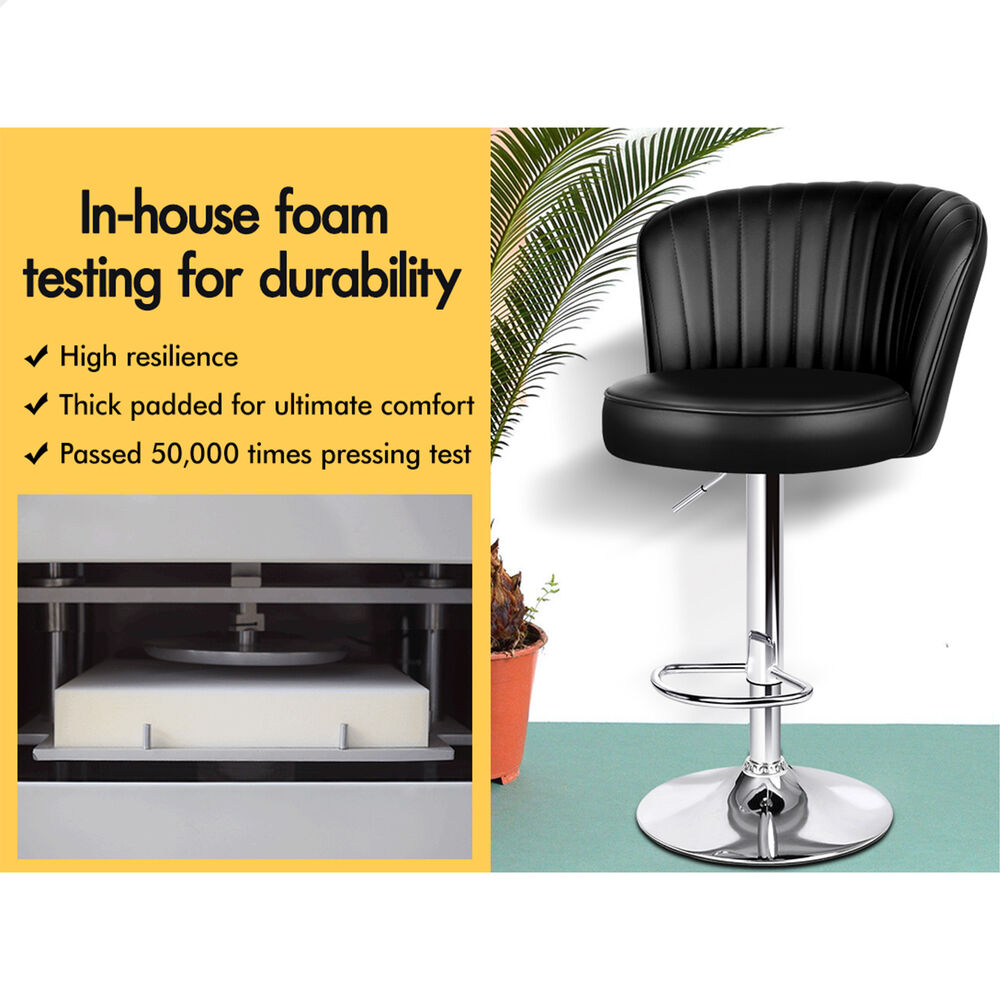2x ALFORDSON Bar Stools Widened Backrest Black
