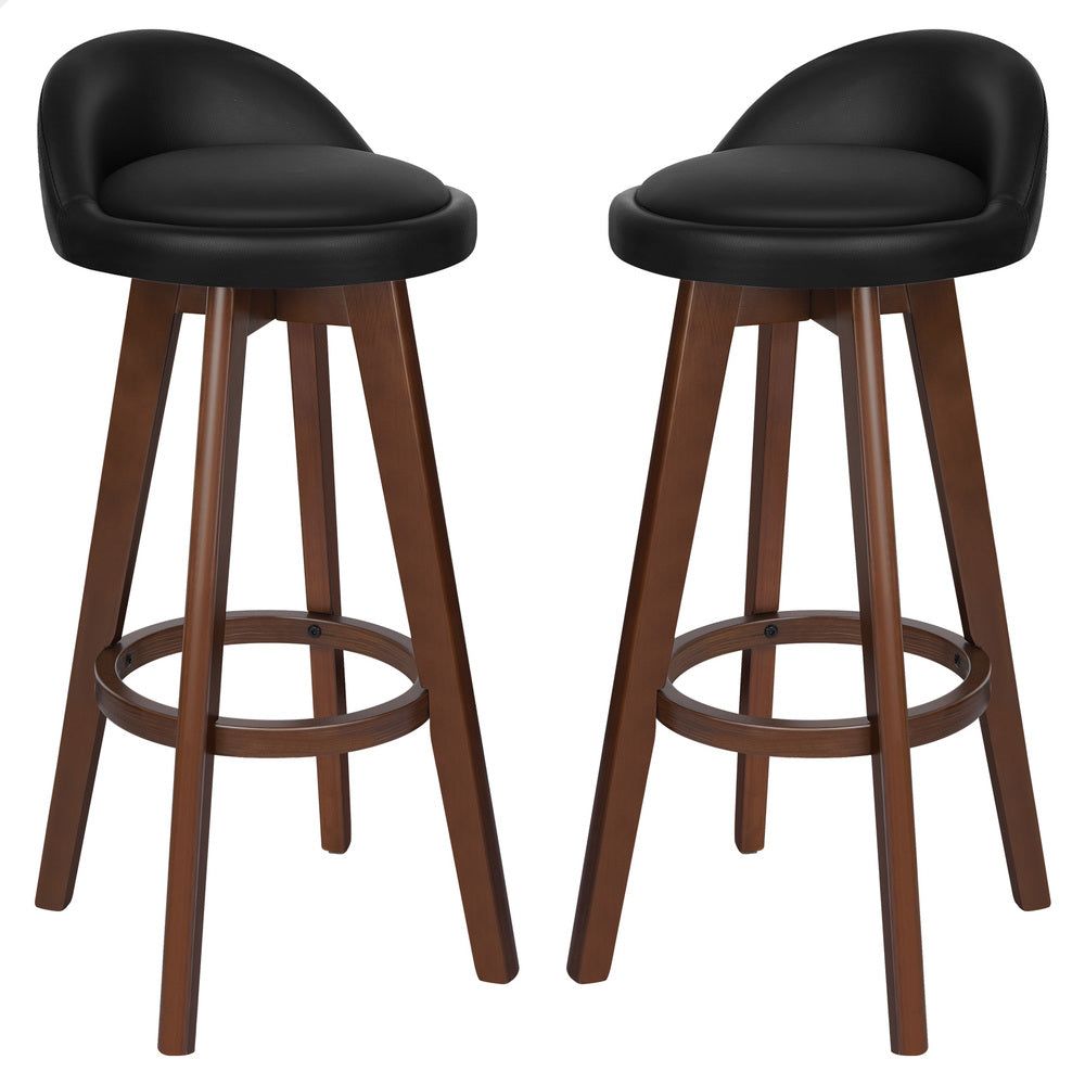 2x ALFORDSON Bar Stools Liam Wooden Black Brown